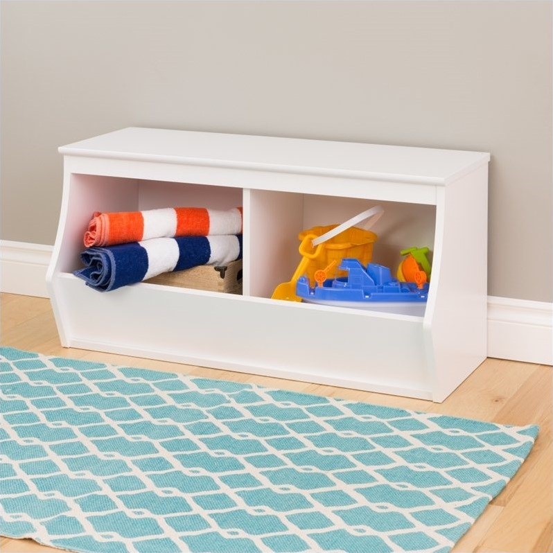 Prepac Monterey Stackable 2Bin Storage Cubby in White Cymax Business