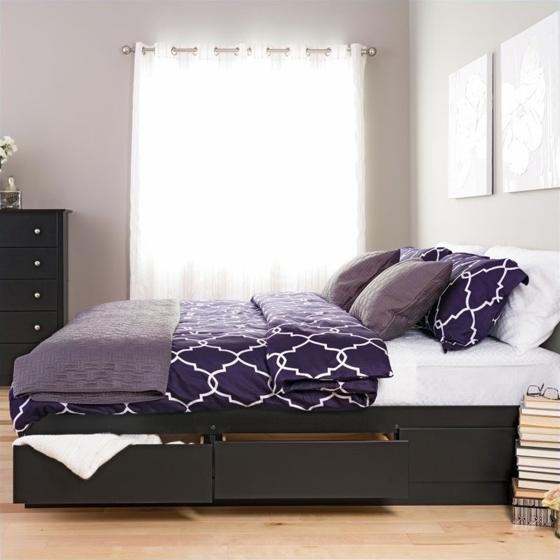 Prepac Sonoma Black King Platform Storage Bed with 6 Drawers Cymax