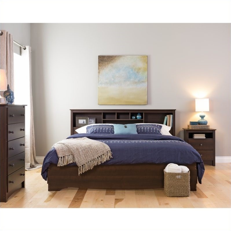 King Bookcase Headboard in Espresso Finish ESH8445