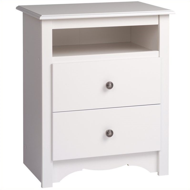 White Tall 2 Drawer Night Stand WDC2428