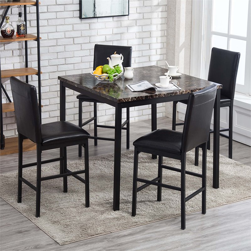 Boraam Arjen 5 Piece Counter Height Dining Set in Black