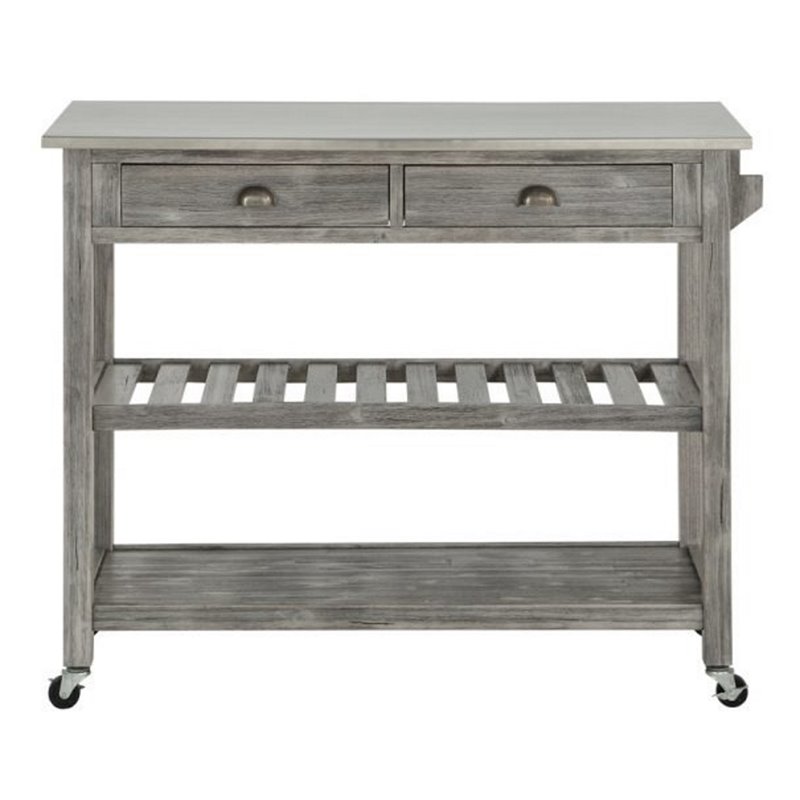 Boraam Sonoma Kitchen Cart with Stainless Steel Top in Storm Gray Wire