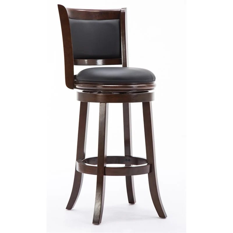 Boraam Wood Augusta Bar Height Swivel Bar Stool in Cappuccino Finish