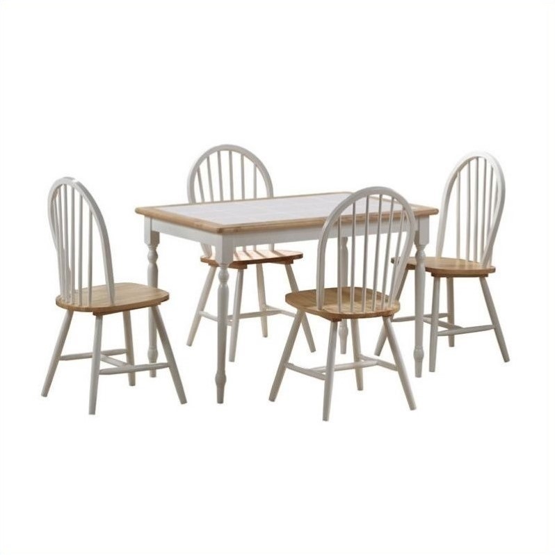 Tile Top 5 Piece in White and Natural 80130