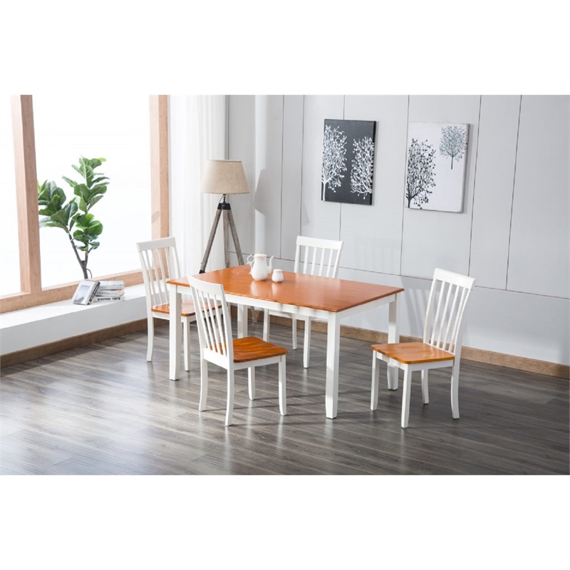 Dining Chair in White/Honey Oak (Set of 2) 22031