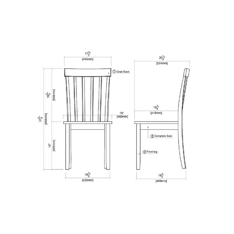 Boraam Bloomington Dining Chair in White/Honey Oak (Set of 2) Cymax