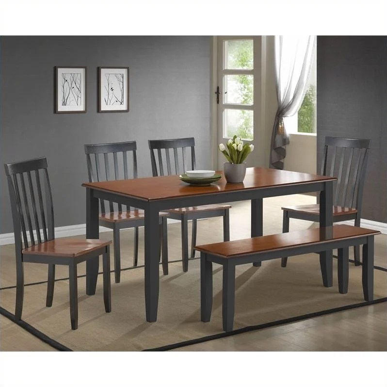 Boraam Bloomington Dining Table Set Black Cherry Boraam Bloomington 6 Piece Dining Set in Black/Cherry Cymax Business