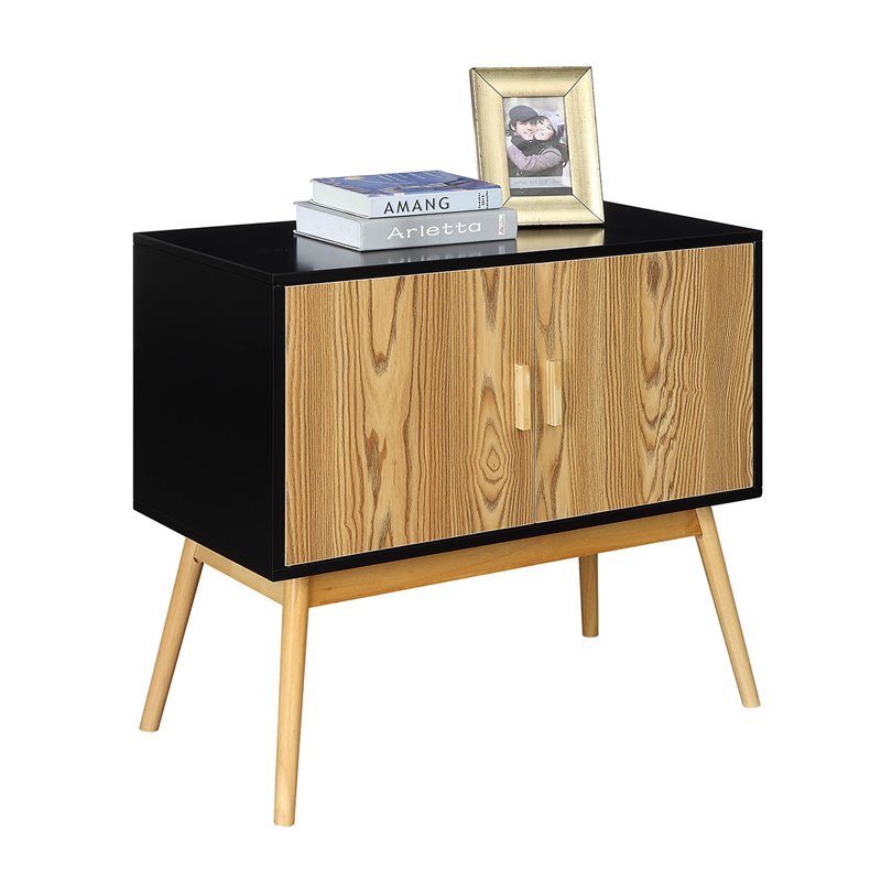 Convenience Concepts Oslo Storage Console in Natural and Black Wood Finish 203199BL