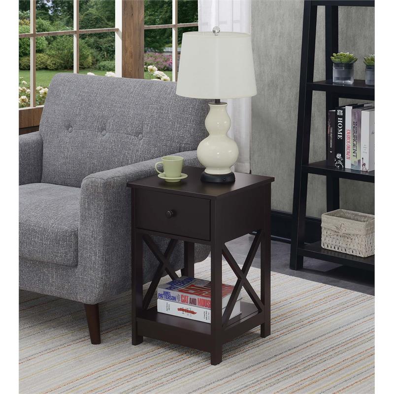 Convenience Concepts Oxford OneDrawer End Table in Espresso Wood