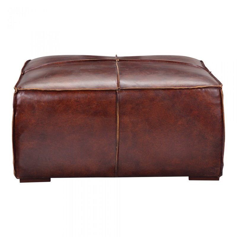 Moe's Stamford Leather Ottoman Coffee Table in Brown PK101920