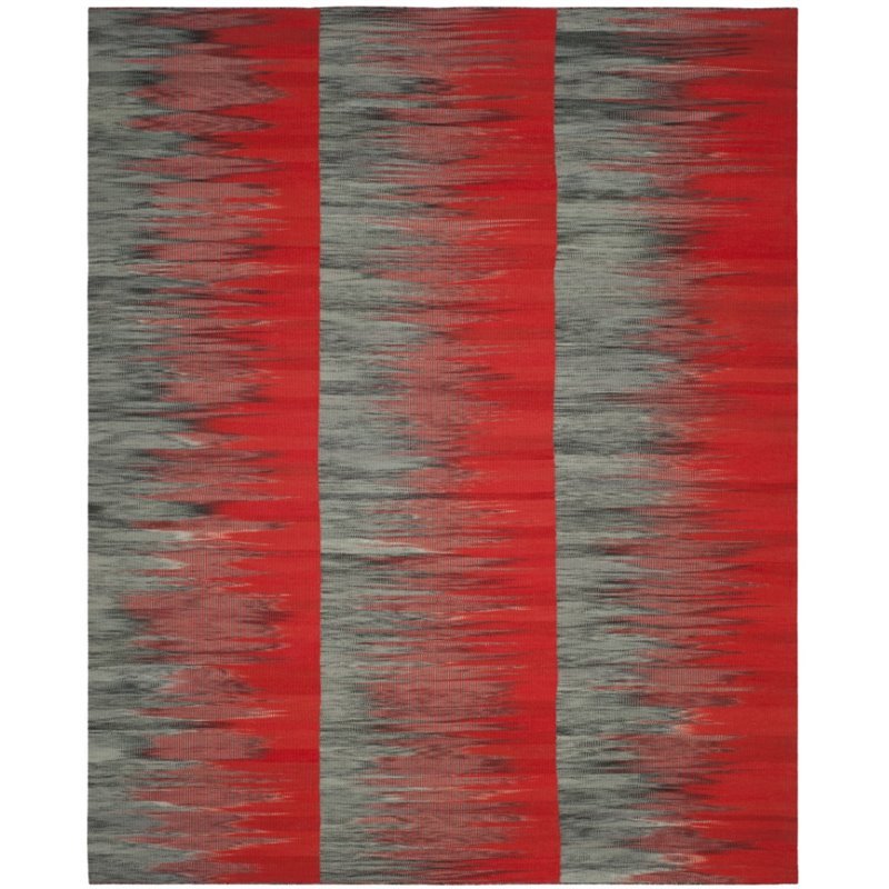 Safavieh Kilim 8' X 10' Hand Woven Wool Pile Rug in Red and Charcoal