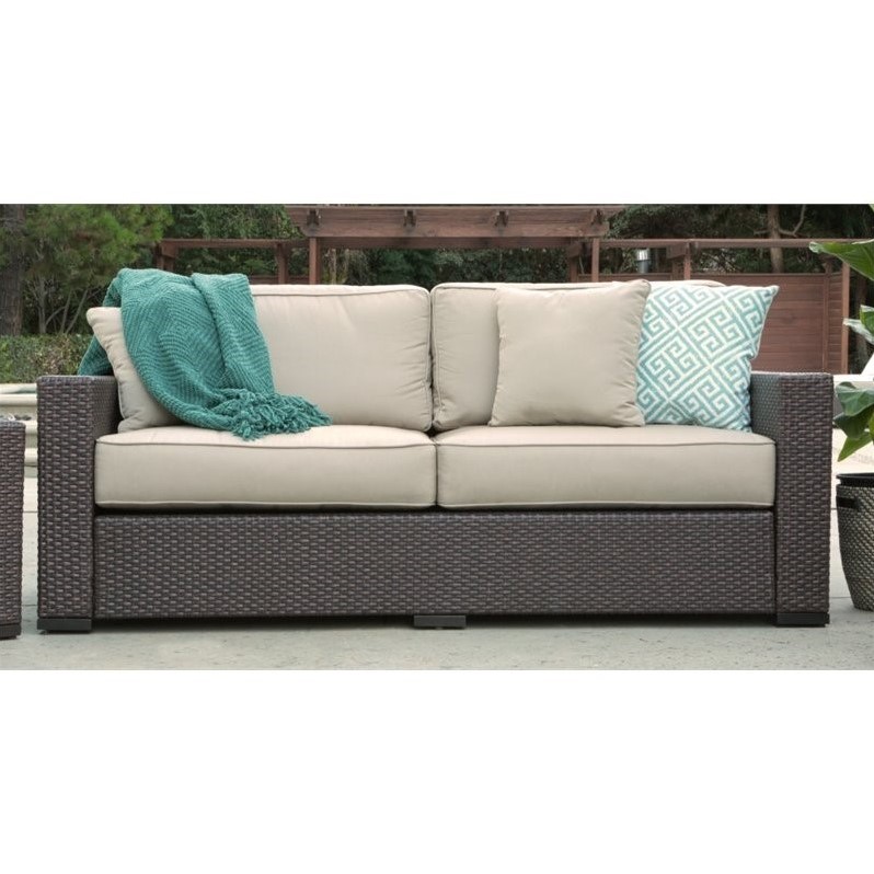 Serta at Home Sterling Falls Wicker Outdoor Sofa in Beige TG375003