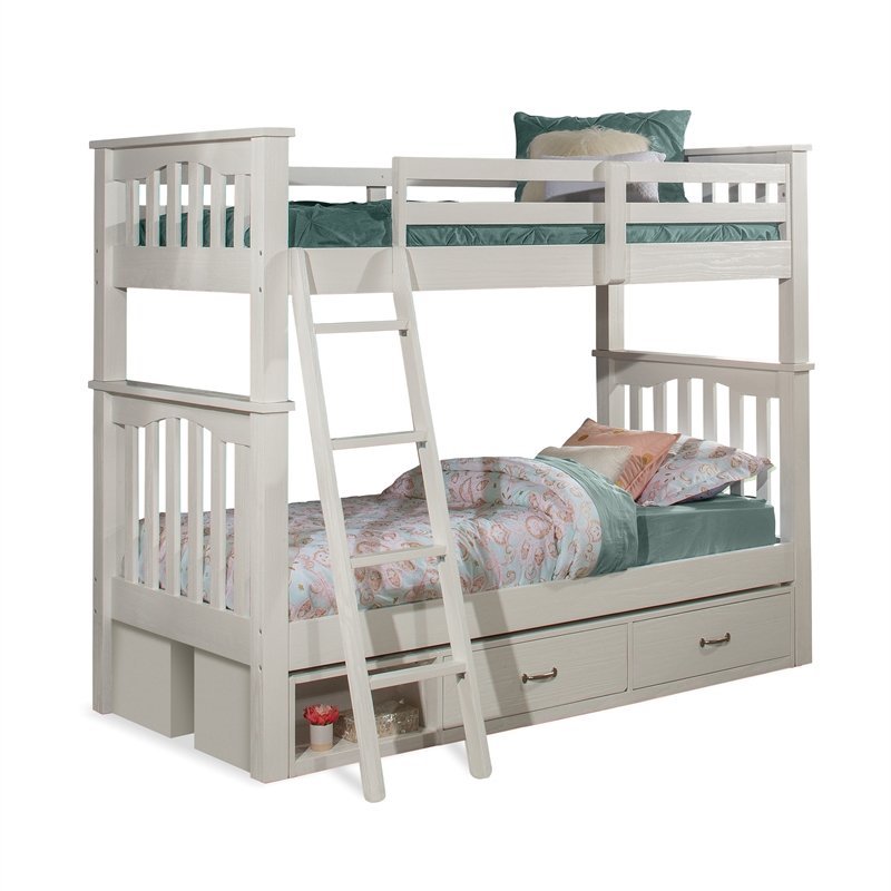 Highlands Harper Twin Bunk Bed w 2 Storage Unit and