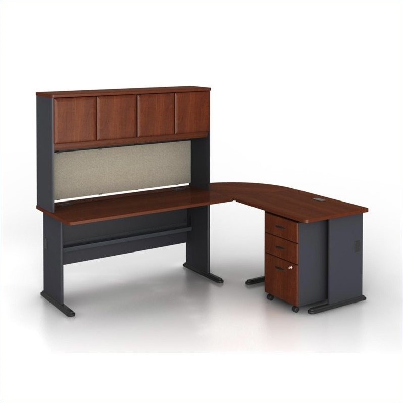 L Shaped Computer Desk Cherry Bush Business Furniture Series A 5Piece LShape Computer Desk in