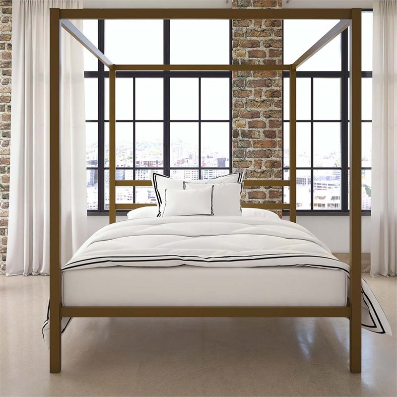 Dhp Modern Canopy Bed Gold Queen Hanaposy