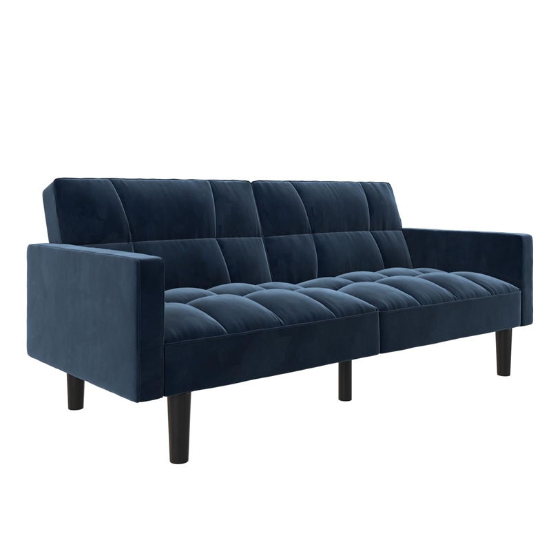 DHP Hayden Convertible Sofa Sleeper Futon in Blue Microfiber Cymax