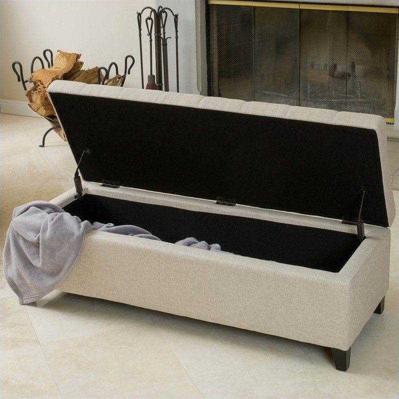 Noble House Guadaloupe Storage Ottoman Bench in Beige Cymax Business