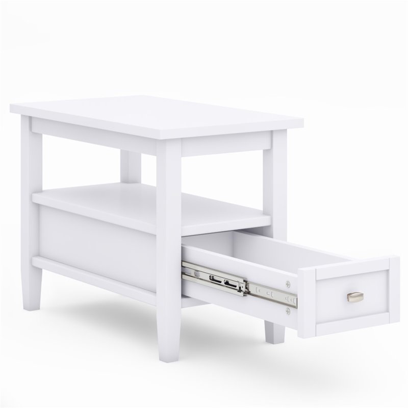 Simpli Home Warm Shaker Solid Wood Narrow Side Table in White AXCWSH011W
