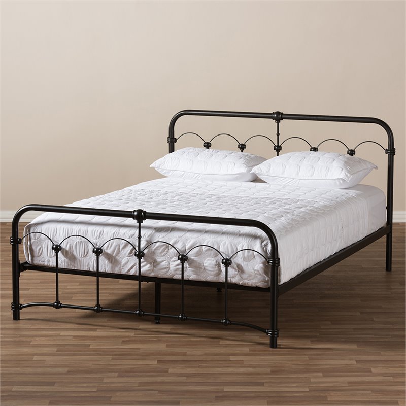 Baxton Studio Celeste Queen Metal Spindle Bed in Black Cymax Business