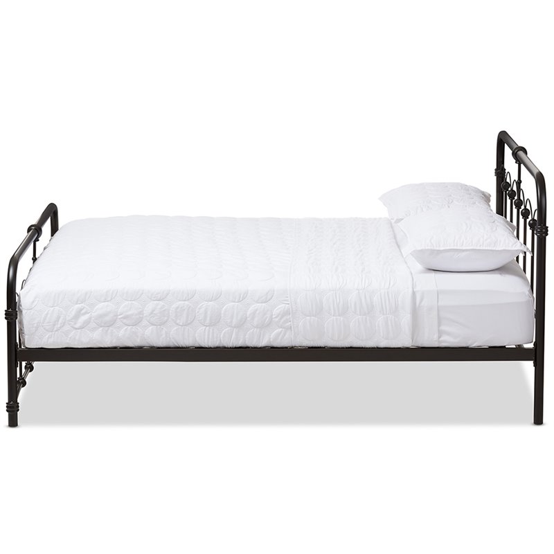 Baxton Studio Celeste Queen Metal Spindle Bed in Black