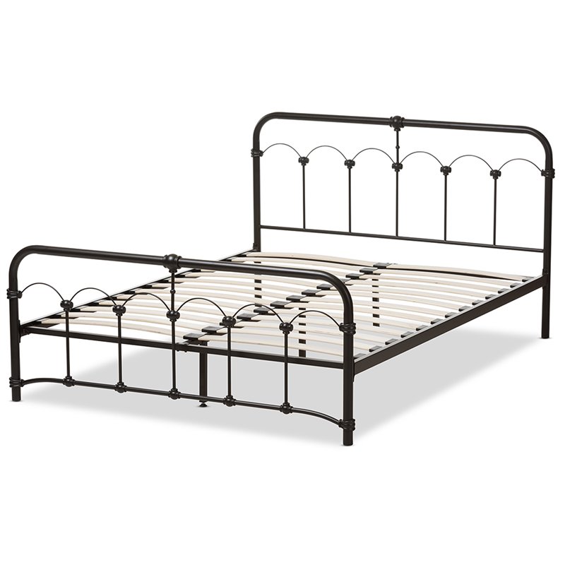Baxton Studio Celeste Queen Metal Spindle Bed in Black