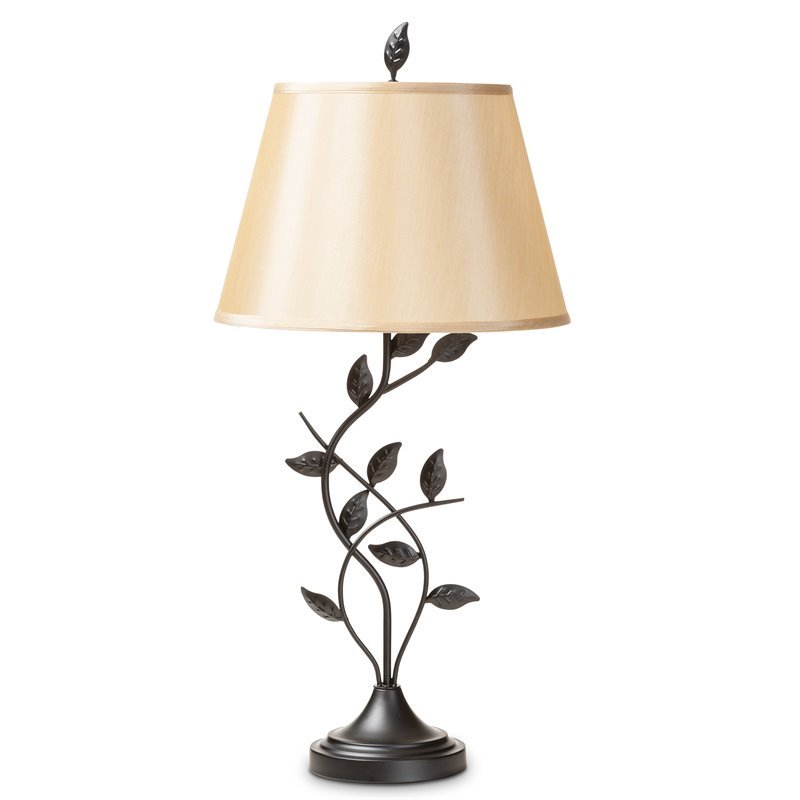 Baxton Studio Cilla Transitional Black Metal Leaf Table Lamp Cymax