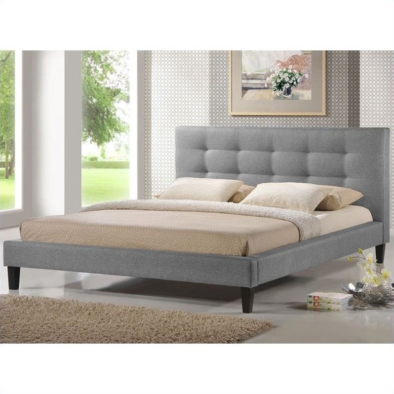 Quincy Queen Platform Bed in Grey Cymax Business