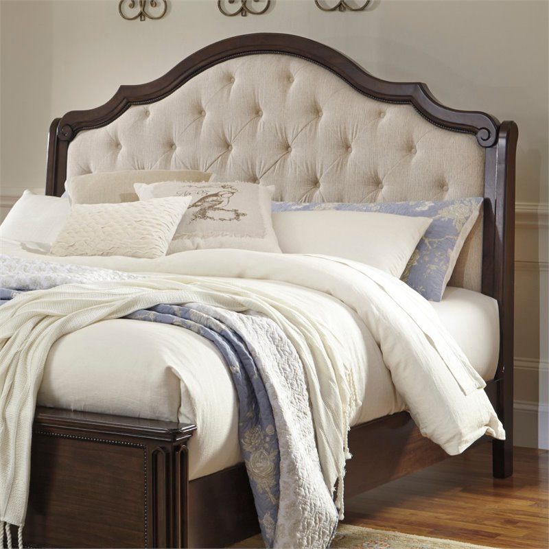 Ashley Moluxy Queen Upholstered Sleigh Headboard in Off White B59657