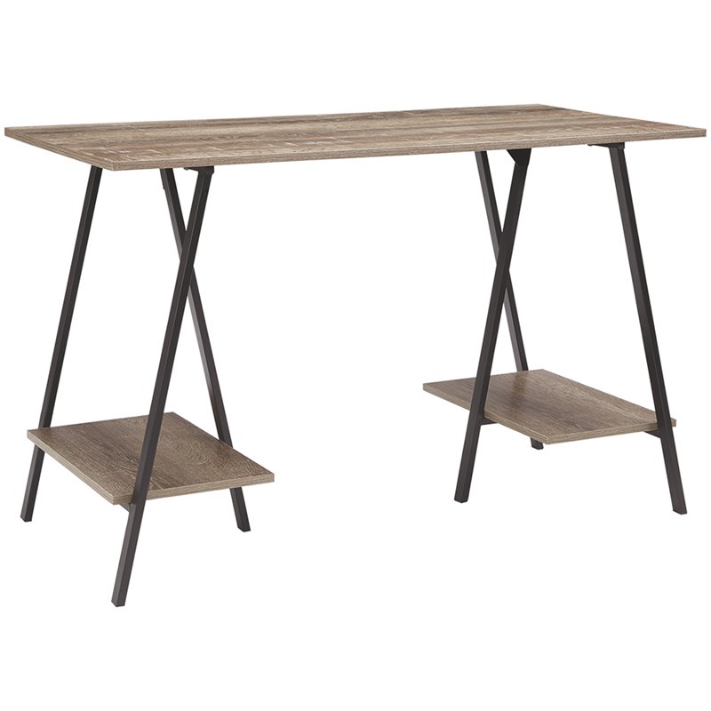 Ashley Furniture Bertmond Sawhorse Writing Desk in Black and Natural Cymax Business