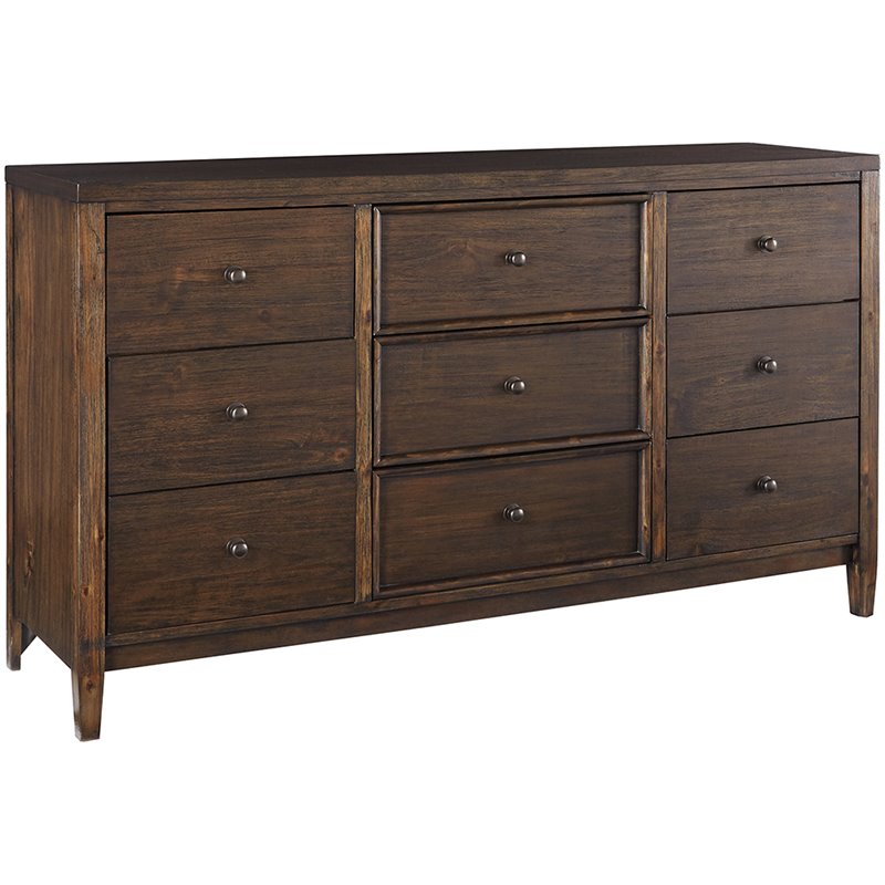 Ashley Furniture Kisper 9 Drawer Dresser in Brushed Dry Brown B51331