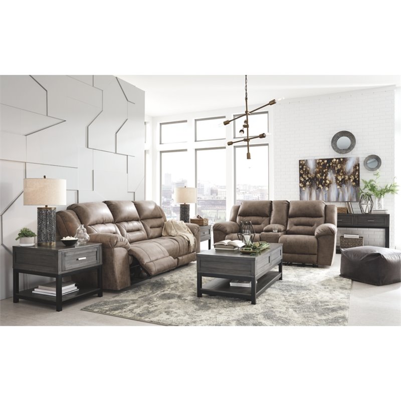 Signature Design by Ashley Stoneland Reclining Sofa in Fossil Cymax