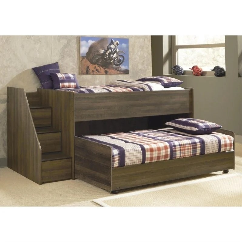Ashley Furniture Juararo Loft Bed with Caster Bed in Dark Brown B251