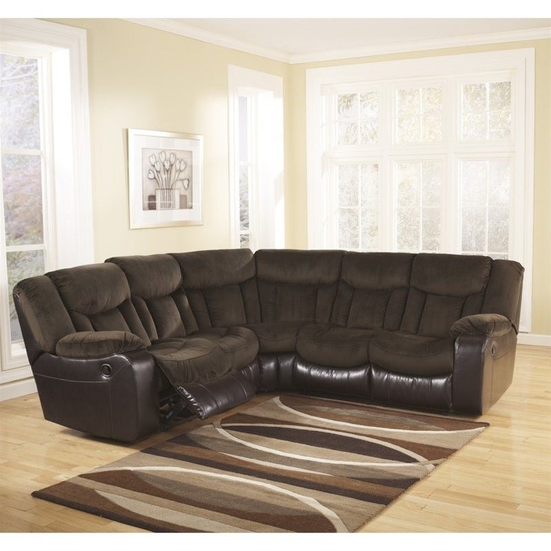 Ashley Furniture Tafton Microfiber Reclining Sectional in Java