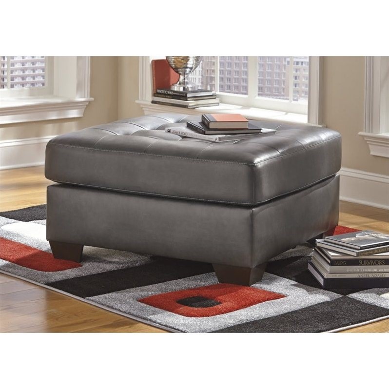 Ashley Alliston Leather Oversized Accent Ottoman in Gray 2010208