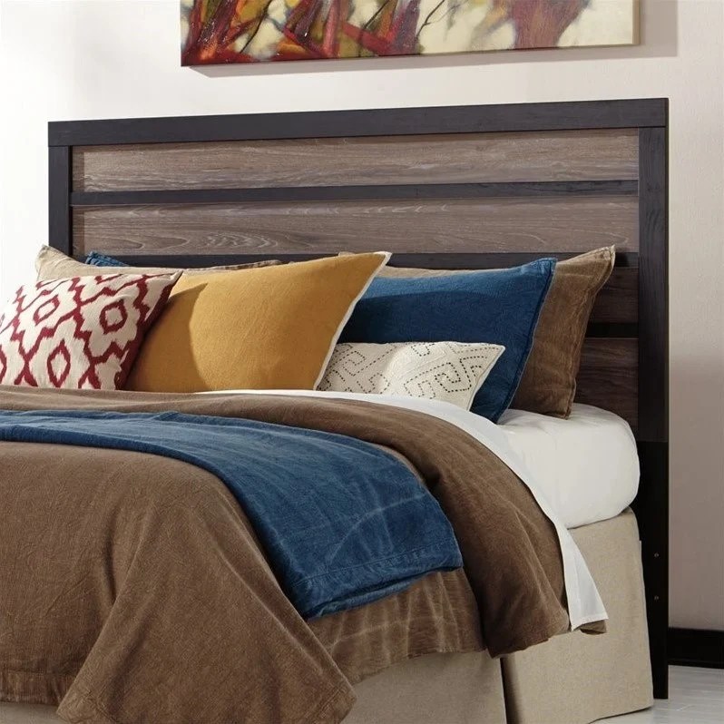 Ashley Furniture Harlinton Wood Full Queen Panel Headboard in Brown