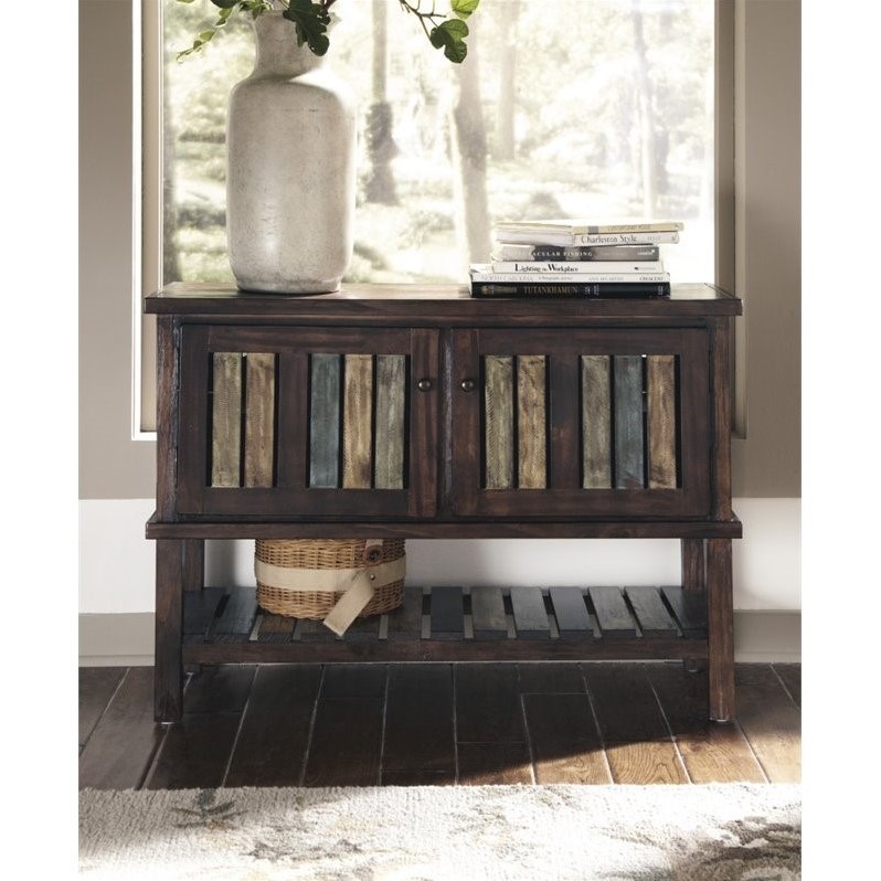 Ashley Furniture Mestler Console Table in Rustic Brown T58040