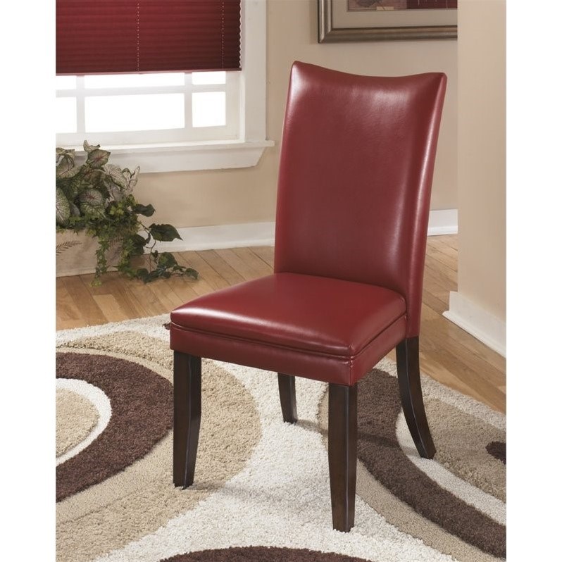 Ashley Furniture Charrell Faux Leather Dining Side Chair in Red D35703