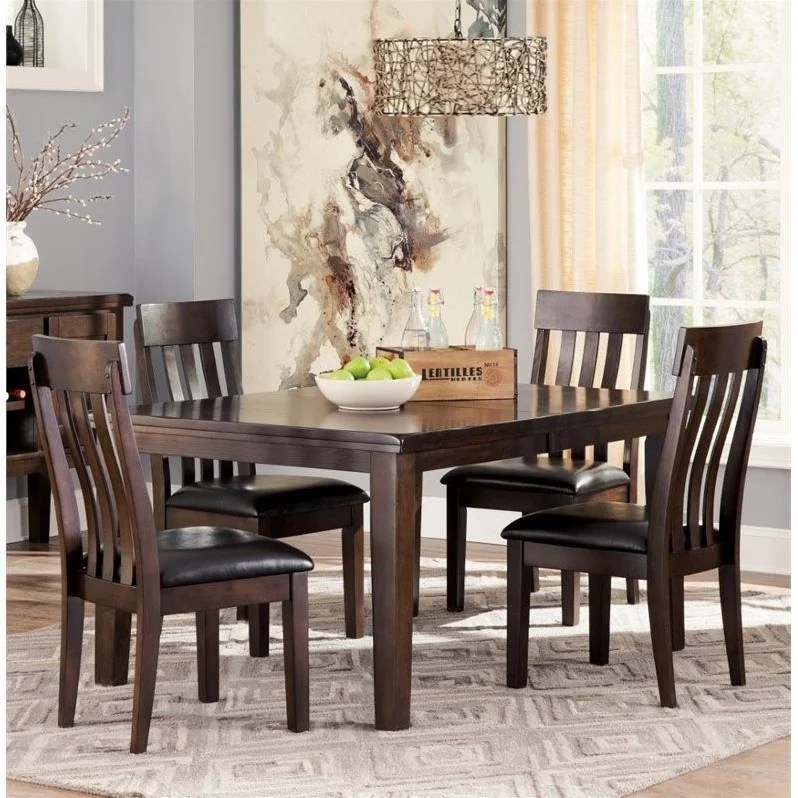 Ashley Haddigan 5 Piece Dining Set in Dark Brown D5963501x4PKG
