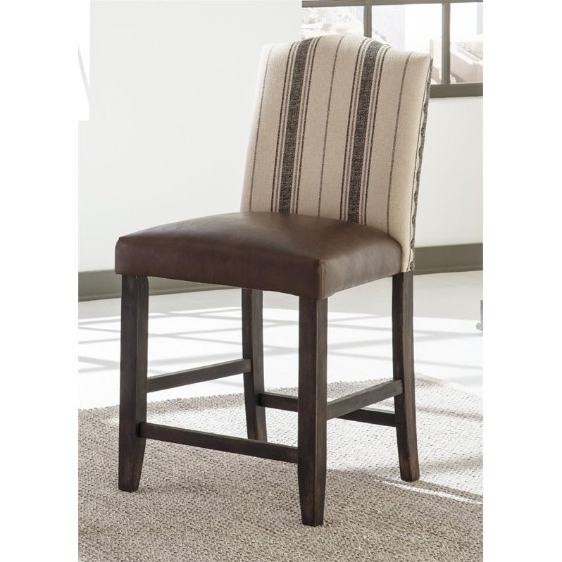 Ashley Moriann 24" Upholstered Counter Stool in Cream and Brown D608324