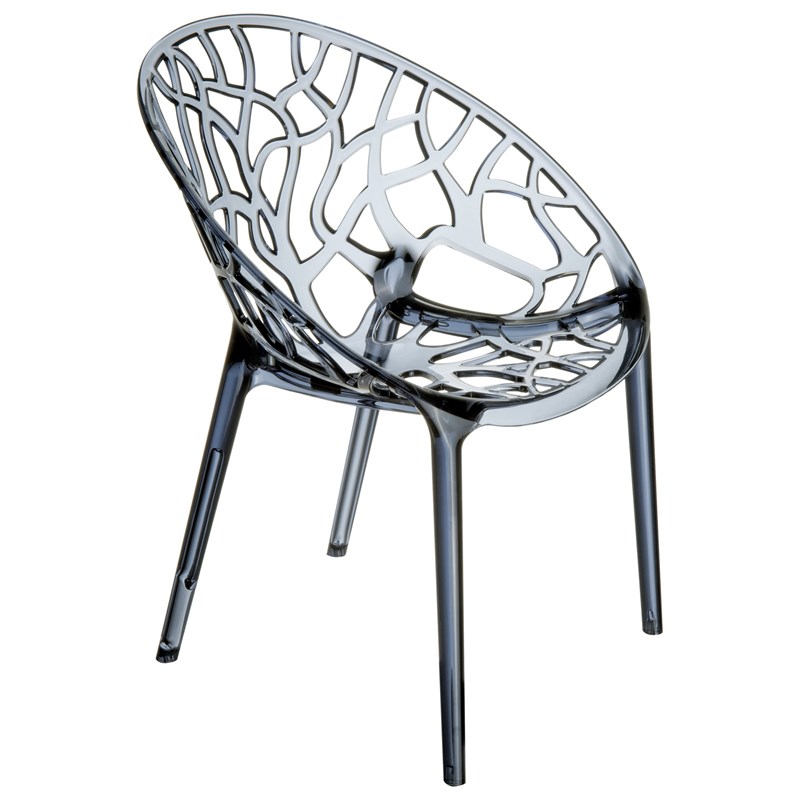 Compamia Crystal Polycarbonate Patio Dining Chair in Smoke Gray