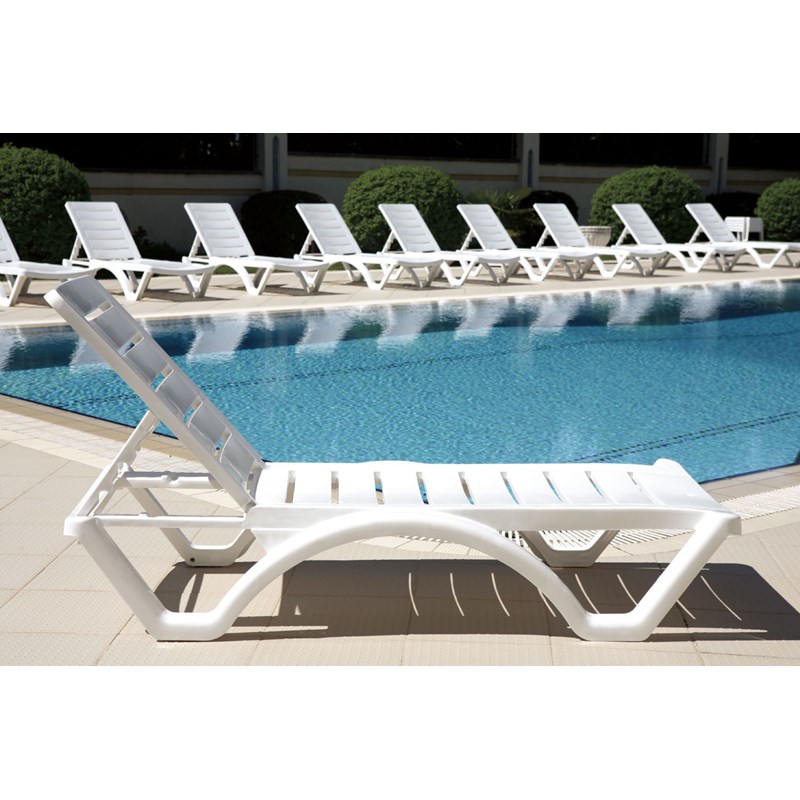 Compamia Aqua Modern Resin Pool Chaise Lounge in White Finish