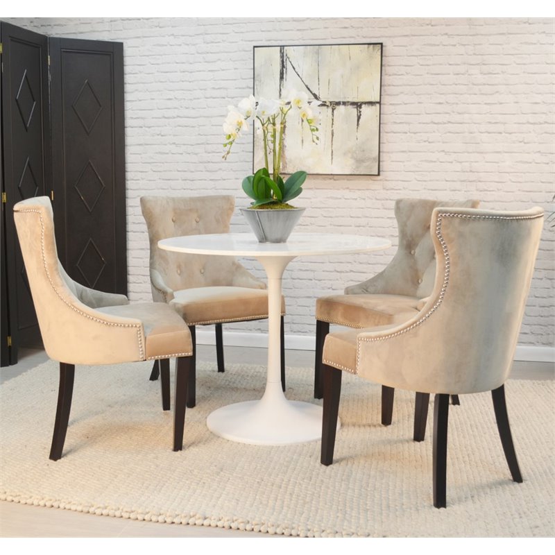 Carolina Classics Enzo 36" Round Marble Top Dining Table White Top