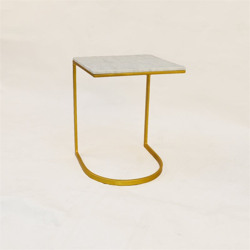 Carolina Classics Lorelie Marble Accent Table in White and Gold Cymax