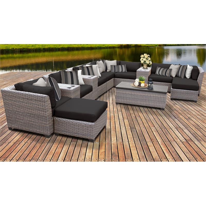 Florence 14 Piece Outdoor Wicker Patio Furniture Set 14a in Black