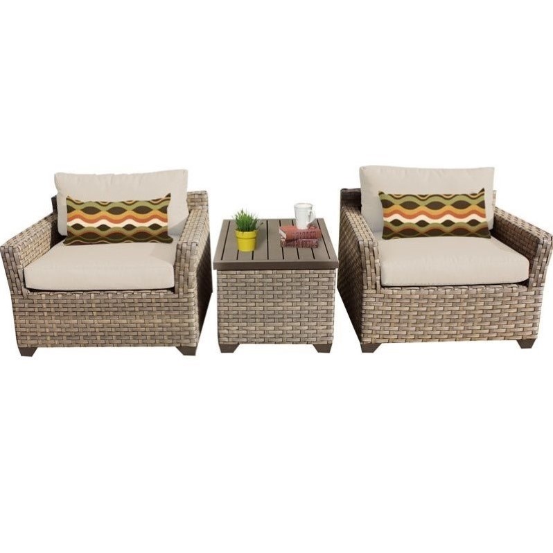 TKC Monterey 3 Piece Outdoor Wicker Sofa Set in Beige Cymax Business