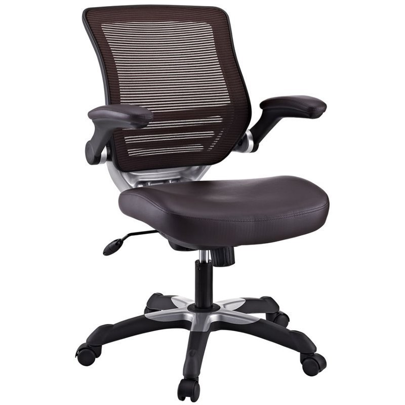Modway Edge Faux Leather Mesh Office Chair in Brown Cymax Business