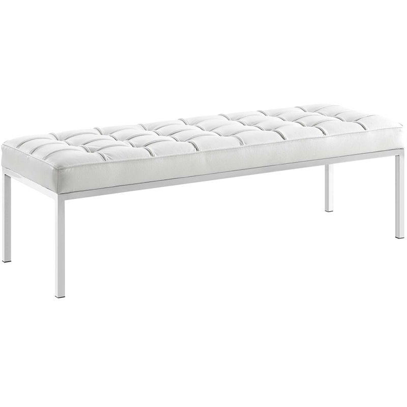 Modway Loft Leather Bench in Cream White Cymax Business