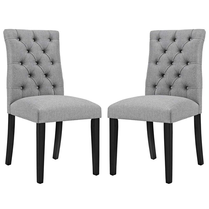 Modway Duchess Tufted Dining Side Chair in Light Gray (Set of 2