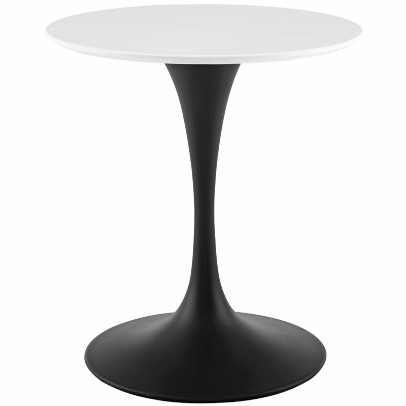 Modway Lippa 28" Round Wood and Metal Dining Table in Black/White