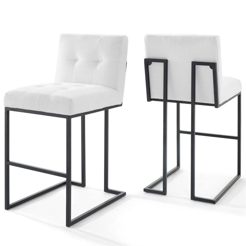Modway Privy 27.5" Modern Fabric Bar Stools in Black/White (Set of 2